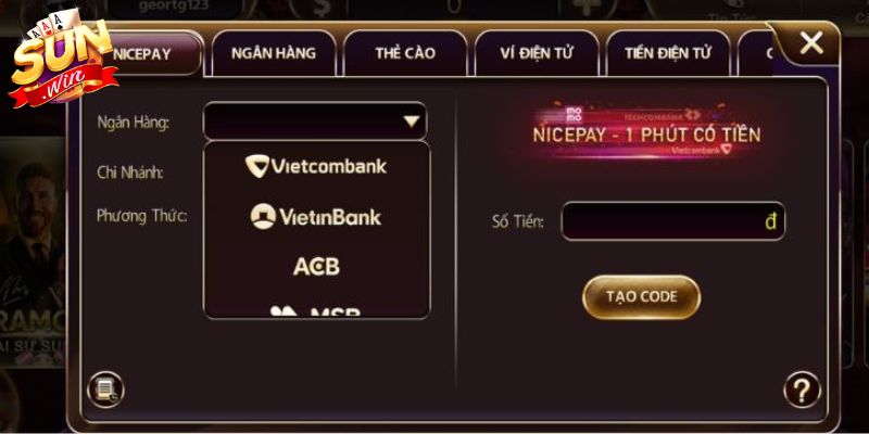 Nạp Tiền Và Rút Tiền SUNWIN - Giao Dịch Nhanh Chóng, An Toàn Tuyệt Đối Hướng dẫn các bước nạp tiền và rút tiền SUNWIN cho tân thủ